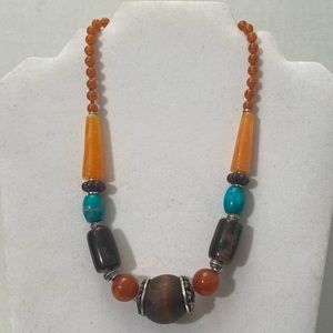 Avon Necklace Tribal Boho multicoloured wood beads acrylic  necklace. Used.